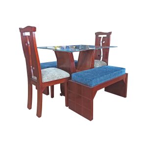 Comedor tay con dos butacos de 90 + dos sillas y cristal de 10 mm